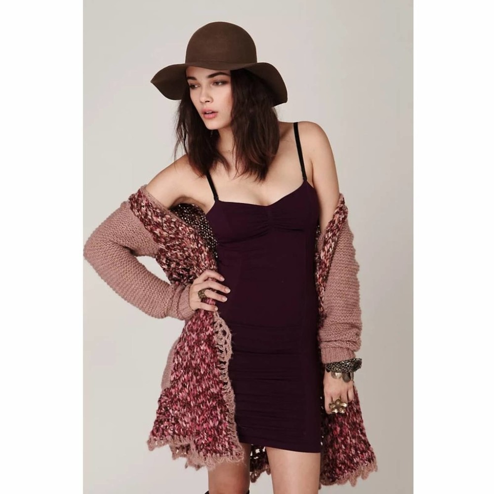 Free People Swiss Dot Seamless Slip in Aubergine - Picture 3 of 9